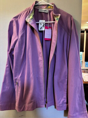 Leonard Paris Thomas Fuchs Floral Zip Jacket in Pink Size 16
